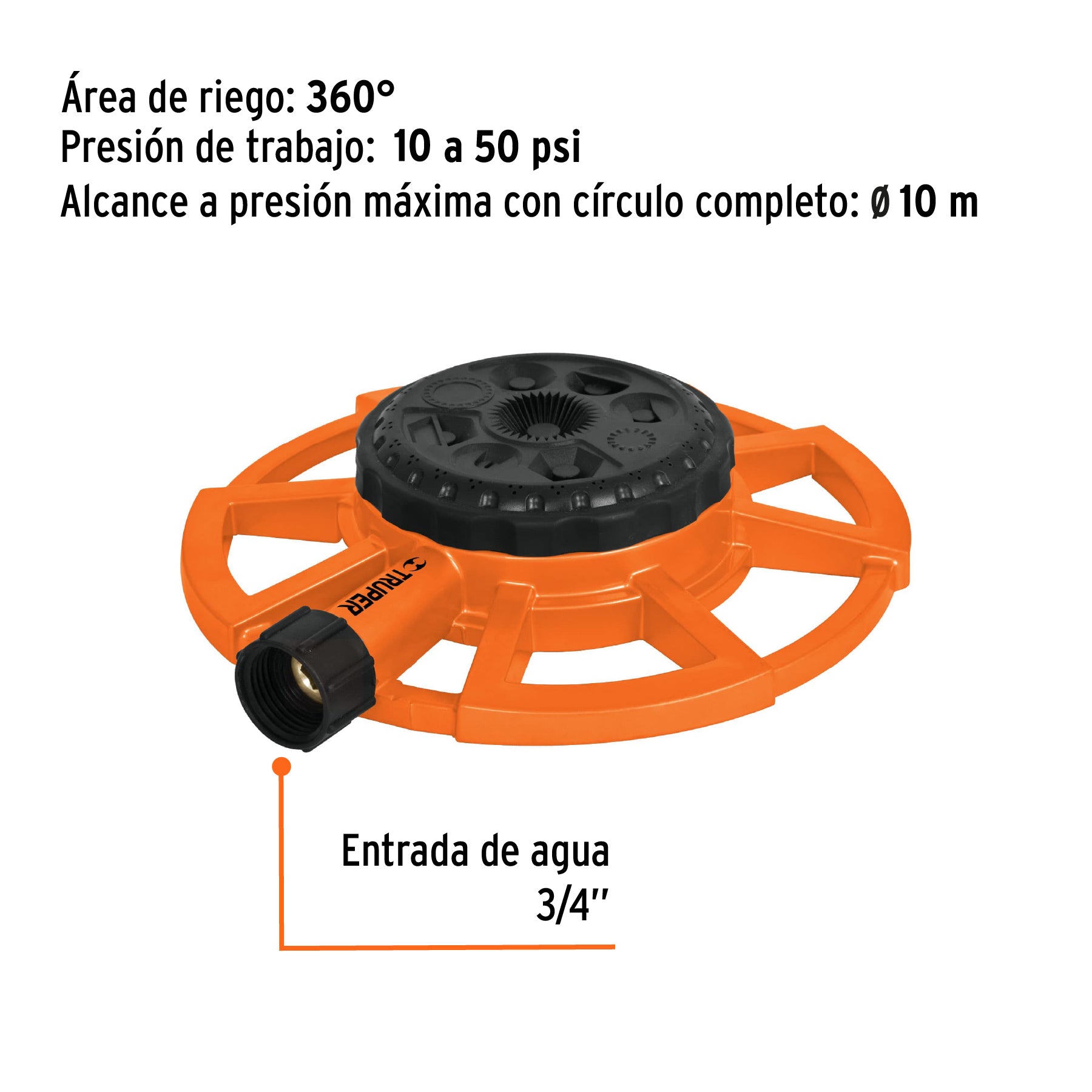 Aspersor de 8 funciones base aluminio