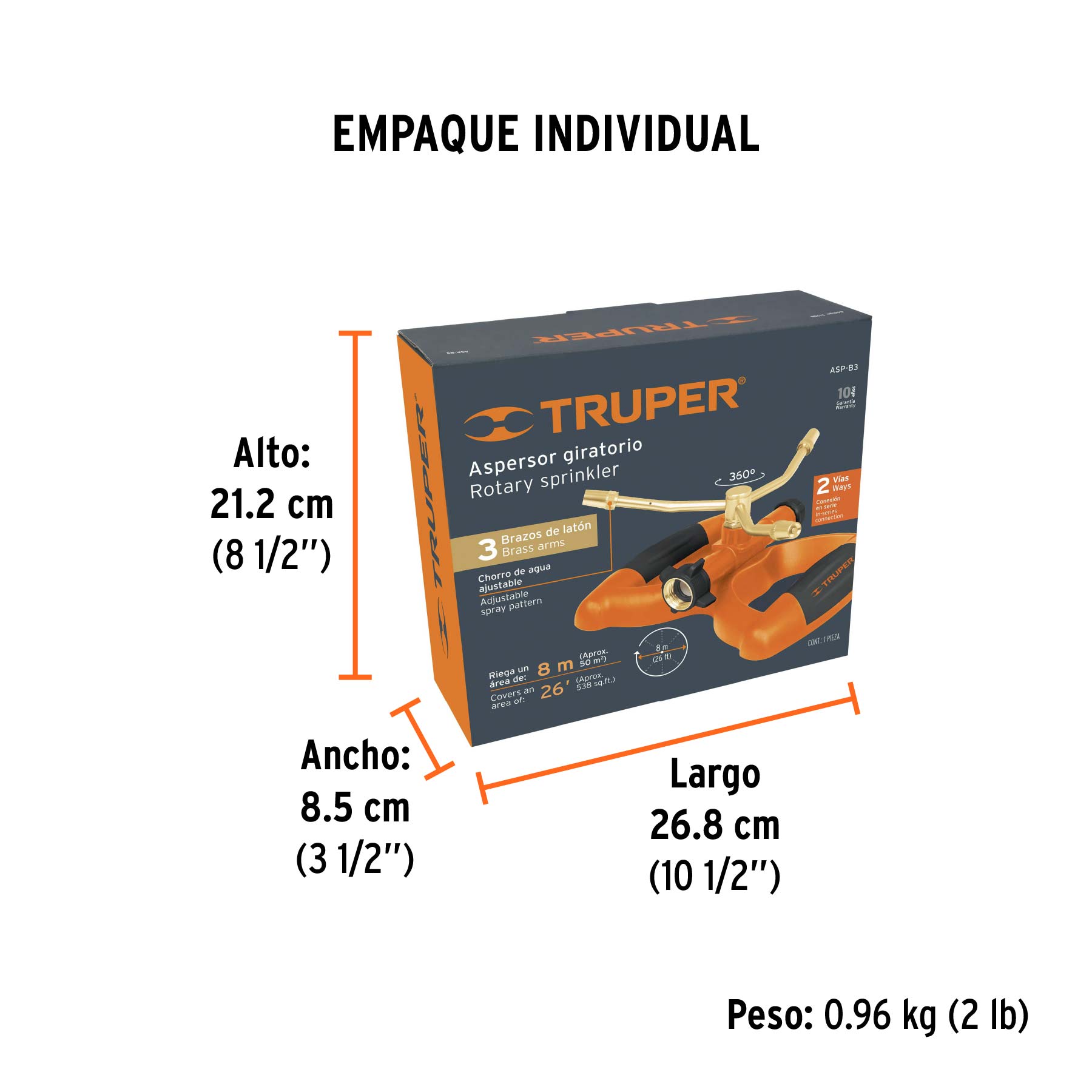 Aspersor tres brazos, base plástica