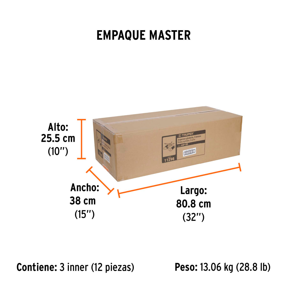Aspersor tres brazos, base plástica