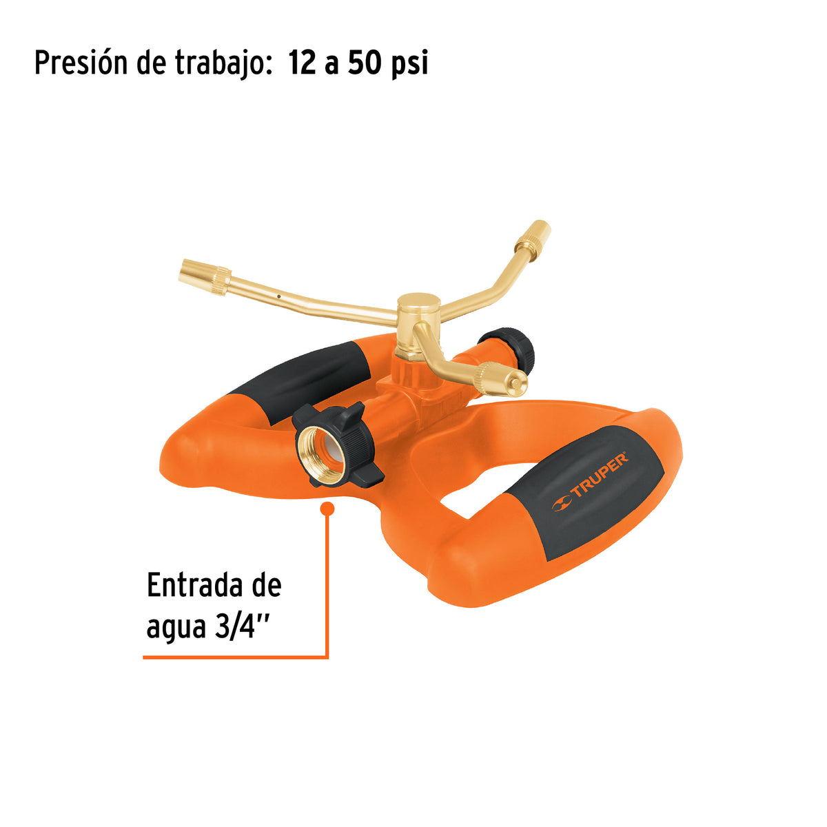 Aspersor tres brazos, base plástica