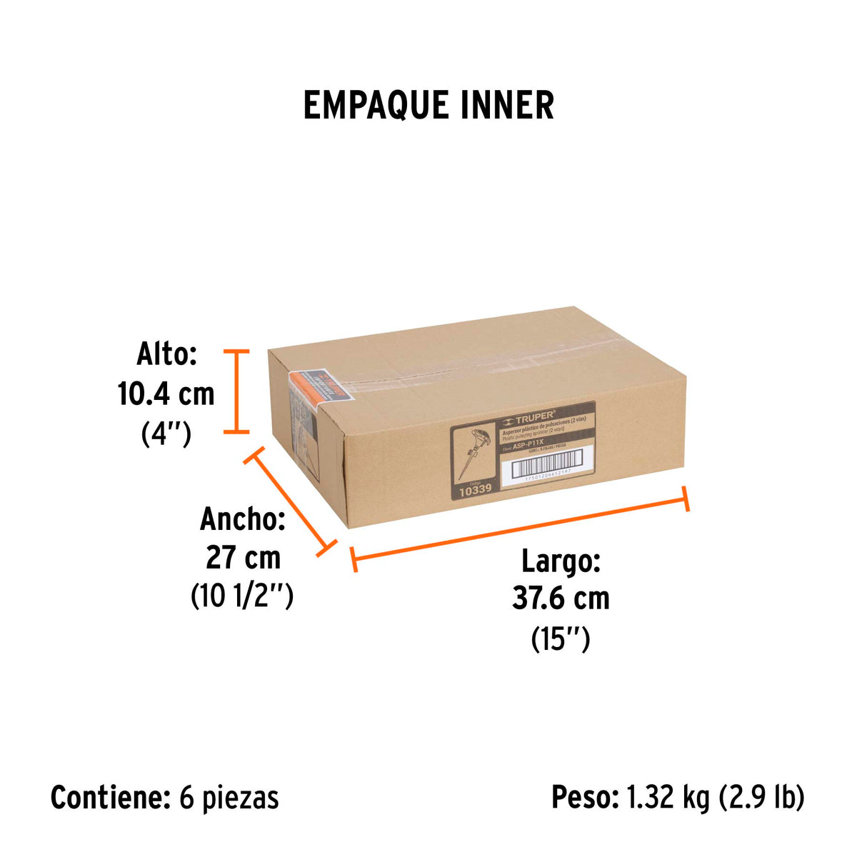 Aspersor plástico dos vías, estaca de 11"