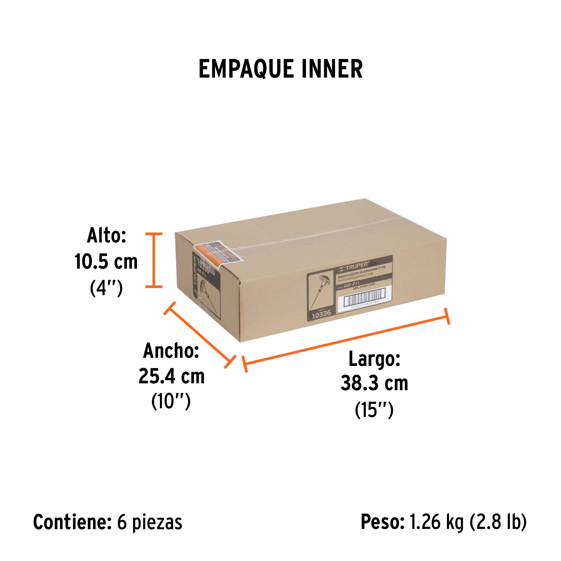 Aspersor plástico una vía, estaca de 11"