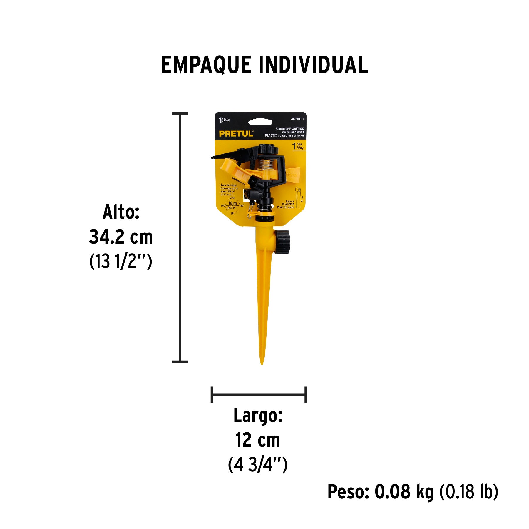 Aspersor plástico una vía, estaca de 17 cm, pretul
