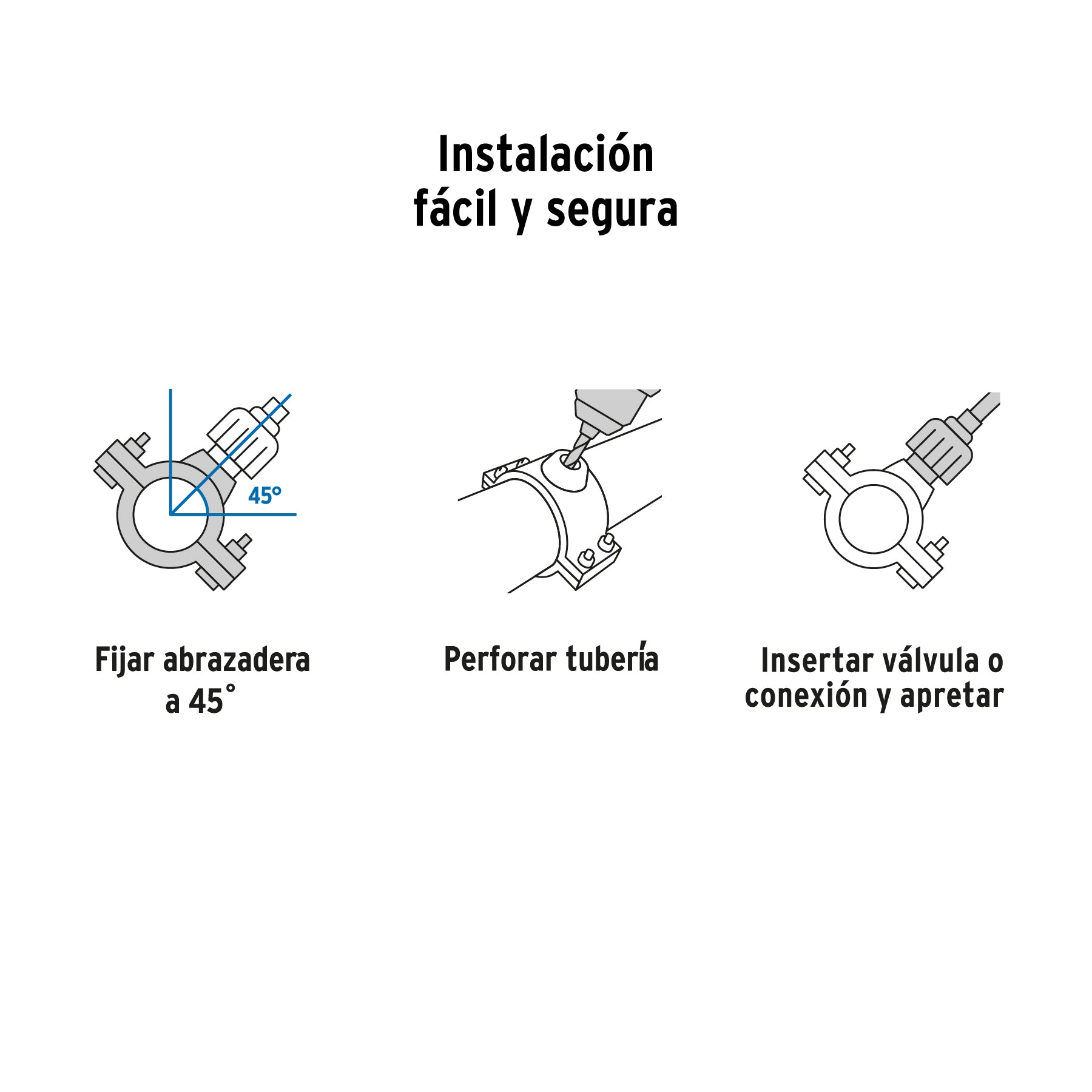 Abrazadera para toma domiciliaria PP 4' x 1/2', Foset