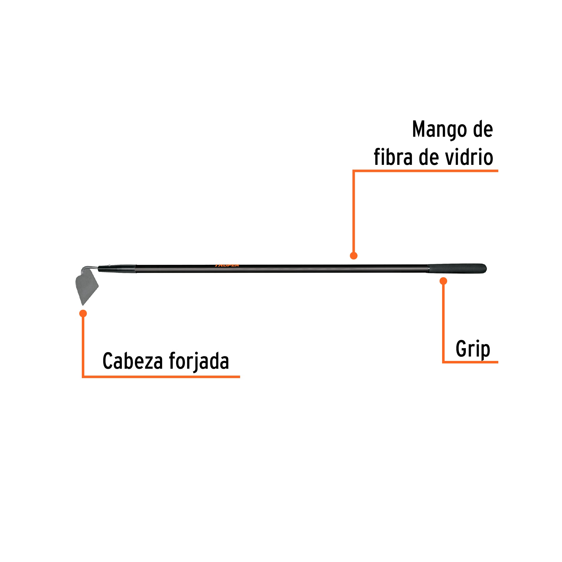 Azadón jardinero con mango fibra de vidrio 60"