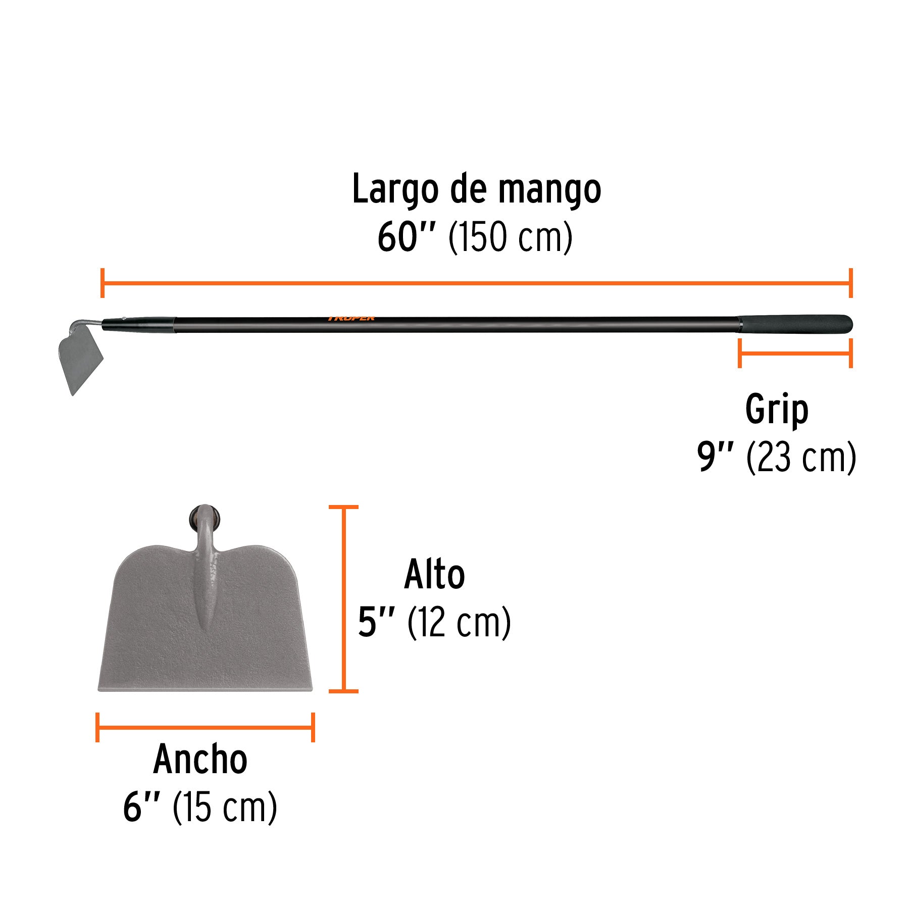 Azadón jardinero con mango fibra de vidrio 60"