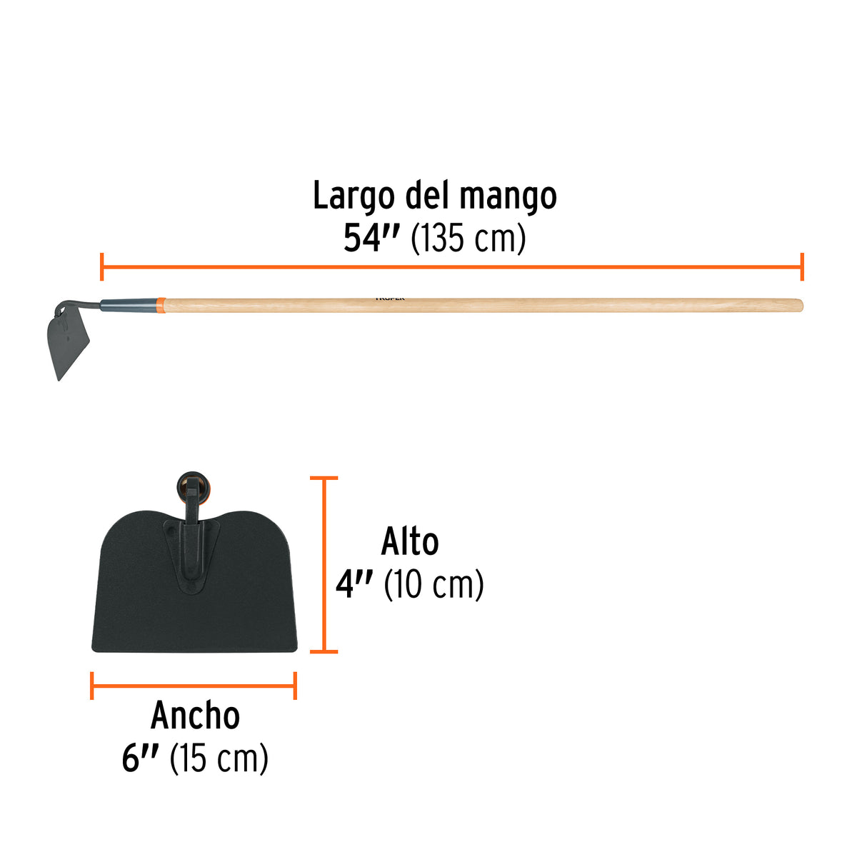 Azadón jardinero classic, con collar, mango 54"