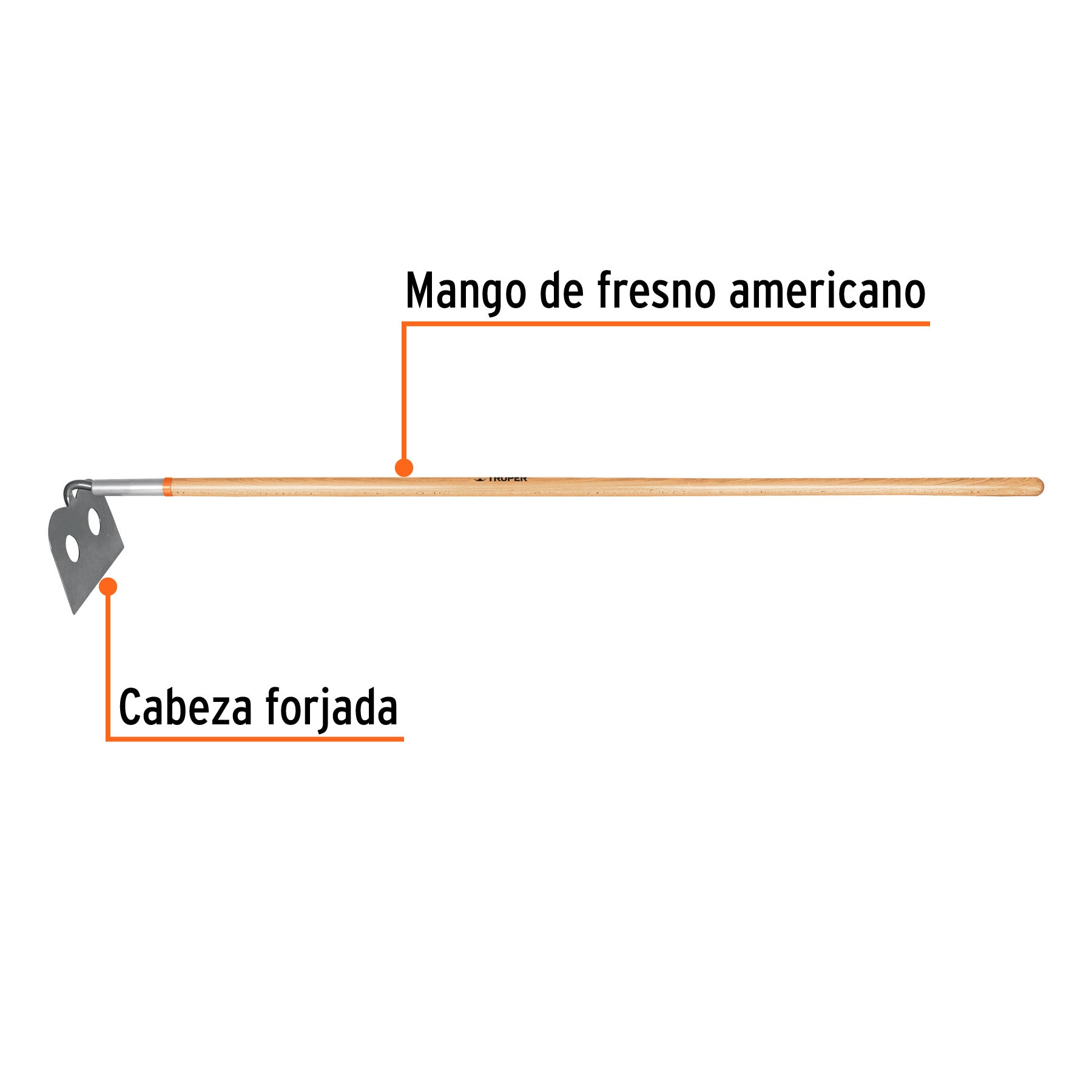 Azadón mezclero cabeza forjada, 10" de ancho, mango 60"