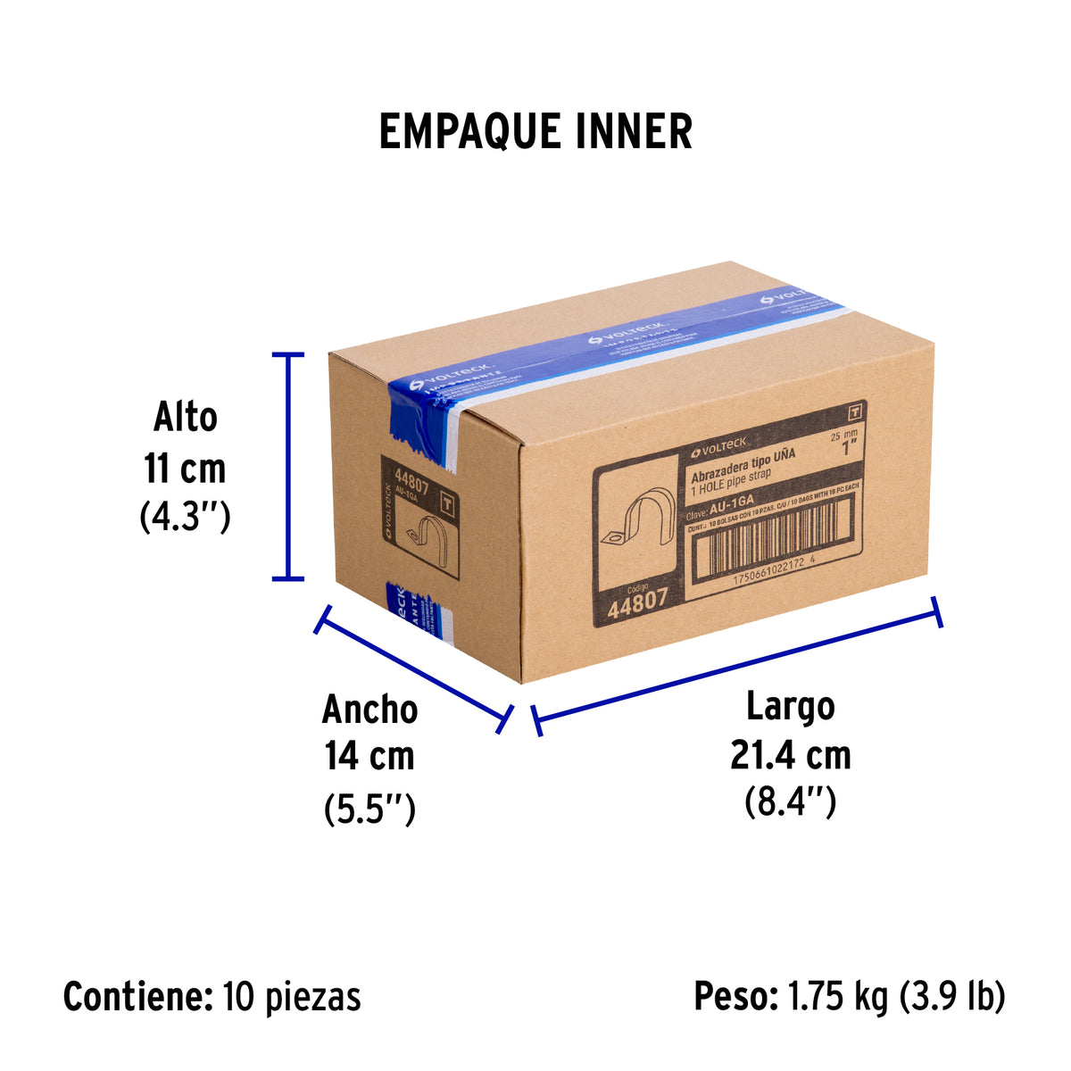 Bolsa c/10 abrazaderas tipo uña 1' p/tubo pared gruesa