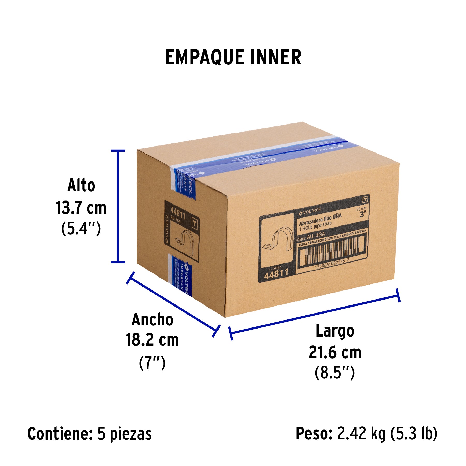 Bolsa c/5 abrazaderas tipo uña 3' p/tubo pared gruesa
