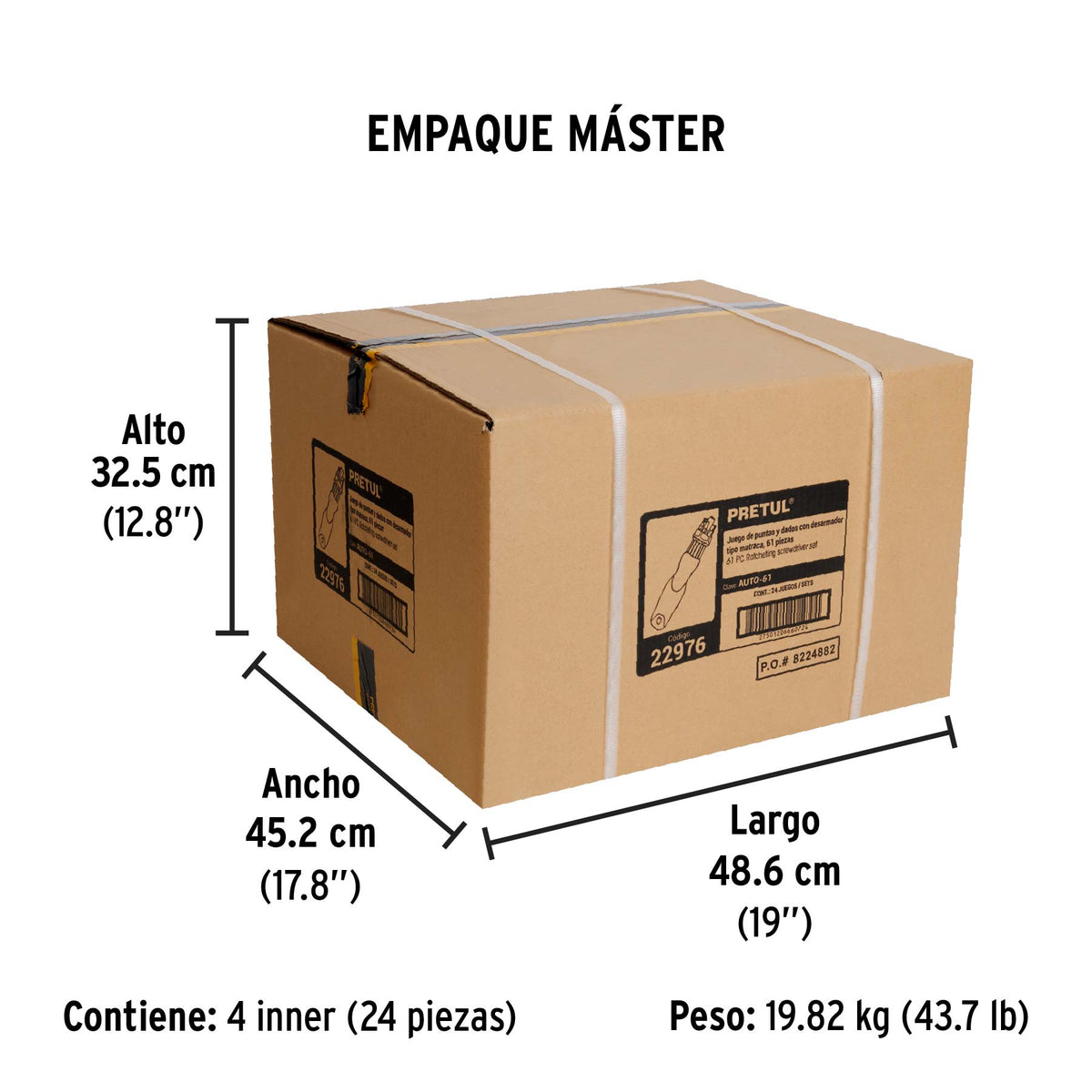 Juego desarmador de matraca, puntas/dados, 61 piezas, pretul