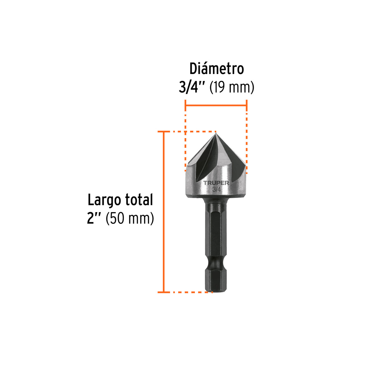 Avellanador HSS cambio rápido 3/4', Truper