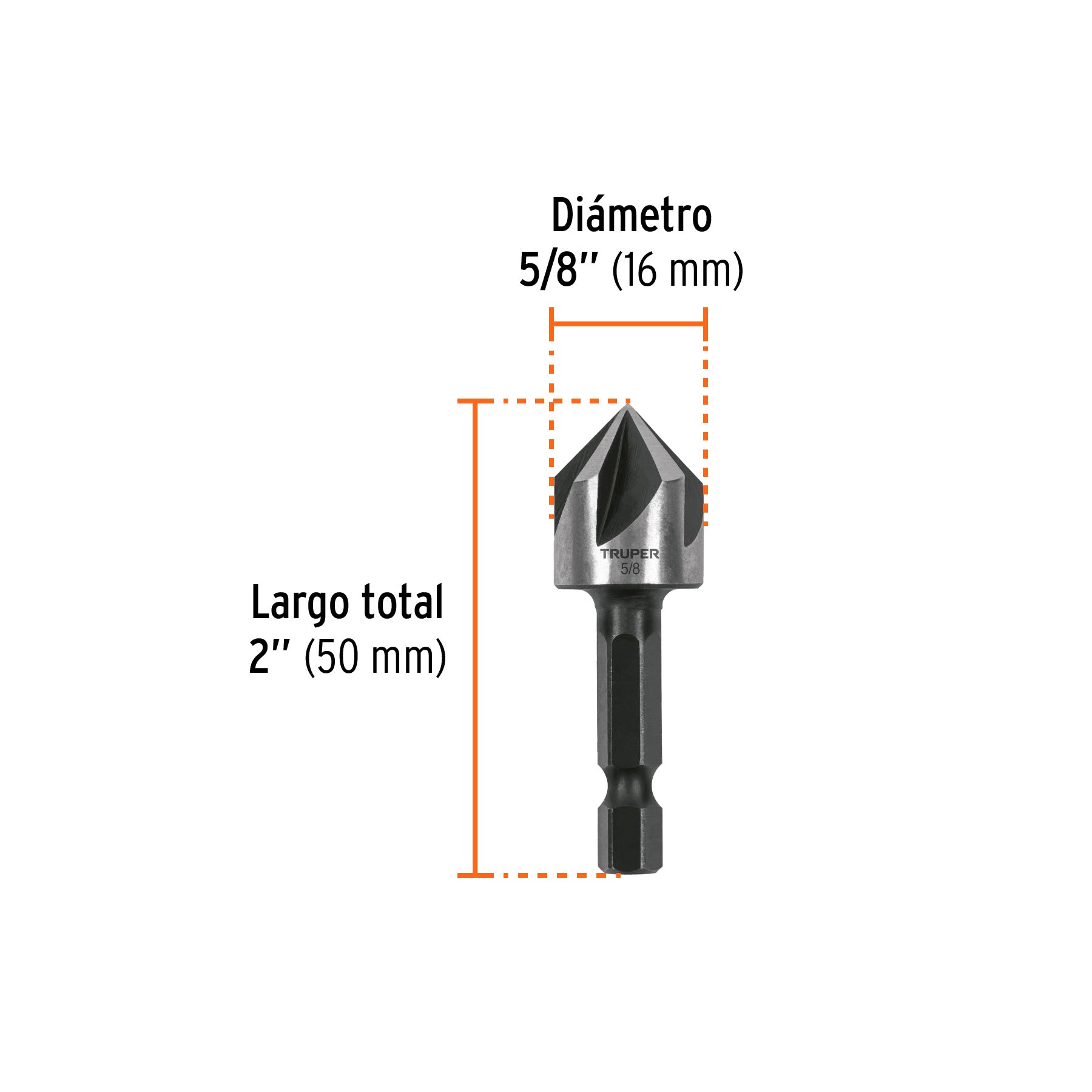 Avellanador HSS cambio rápido 5/8', Truper