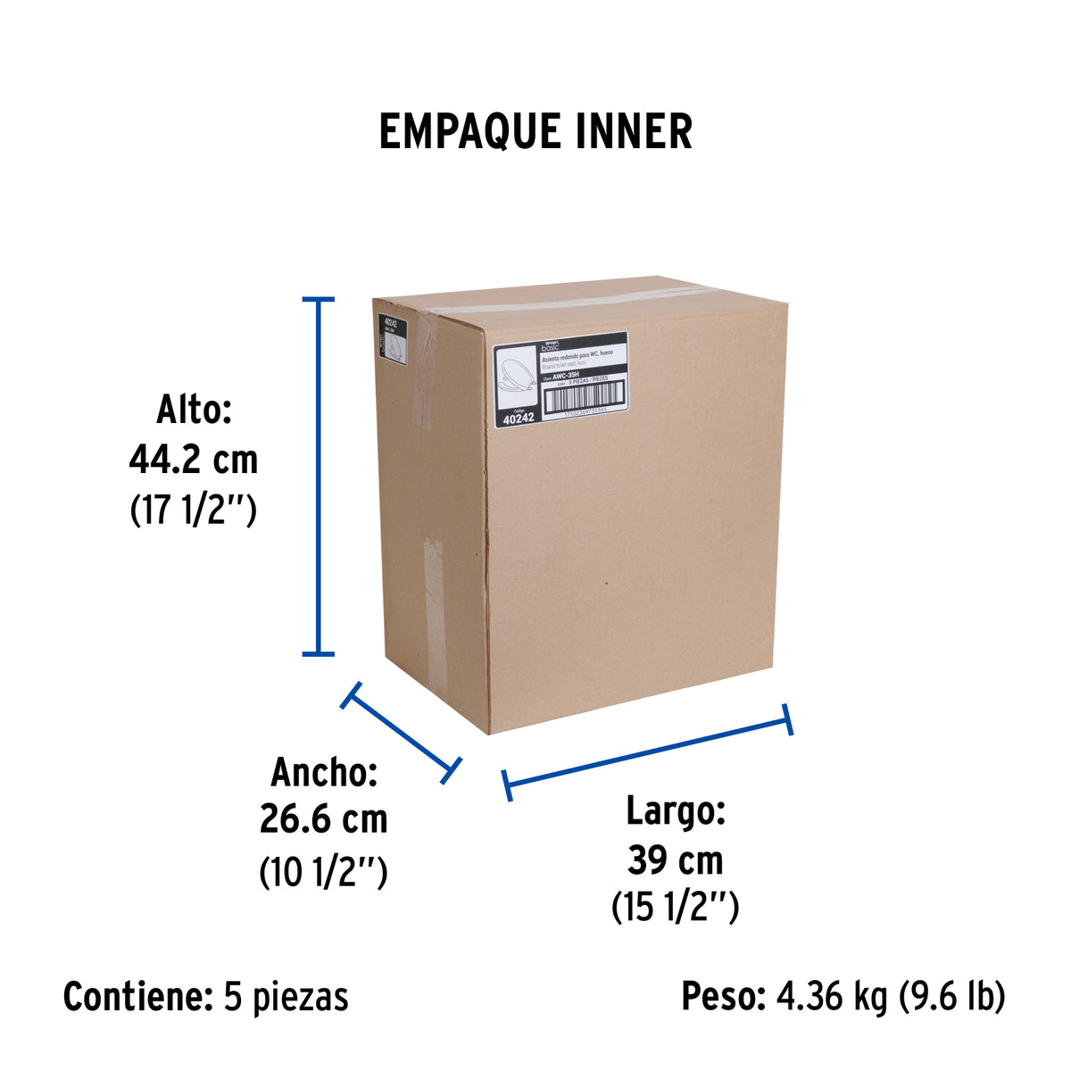 Asiento ligero con tapa para WC, hueso, Foset Basic