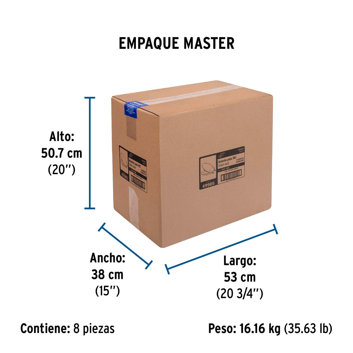 Asiento para WC, 45 cm, blanco