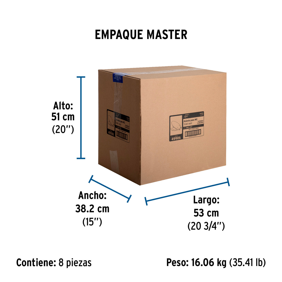 Asiento para WC, 45 cm, hueso