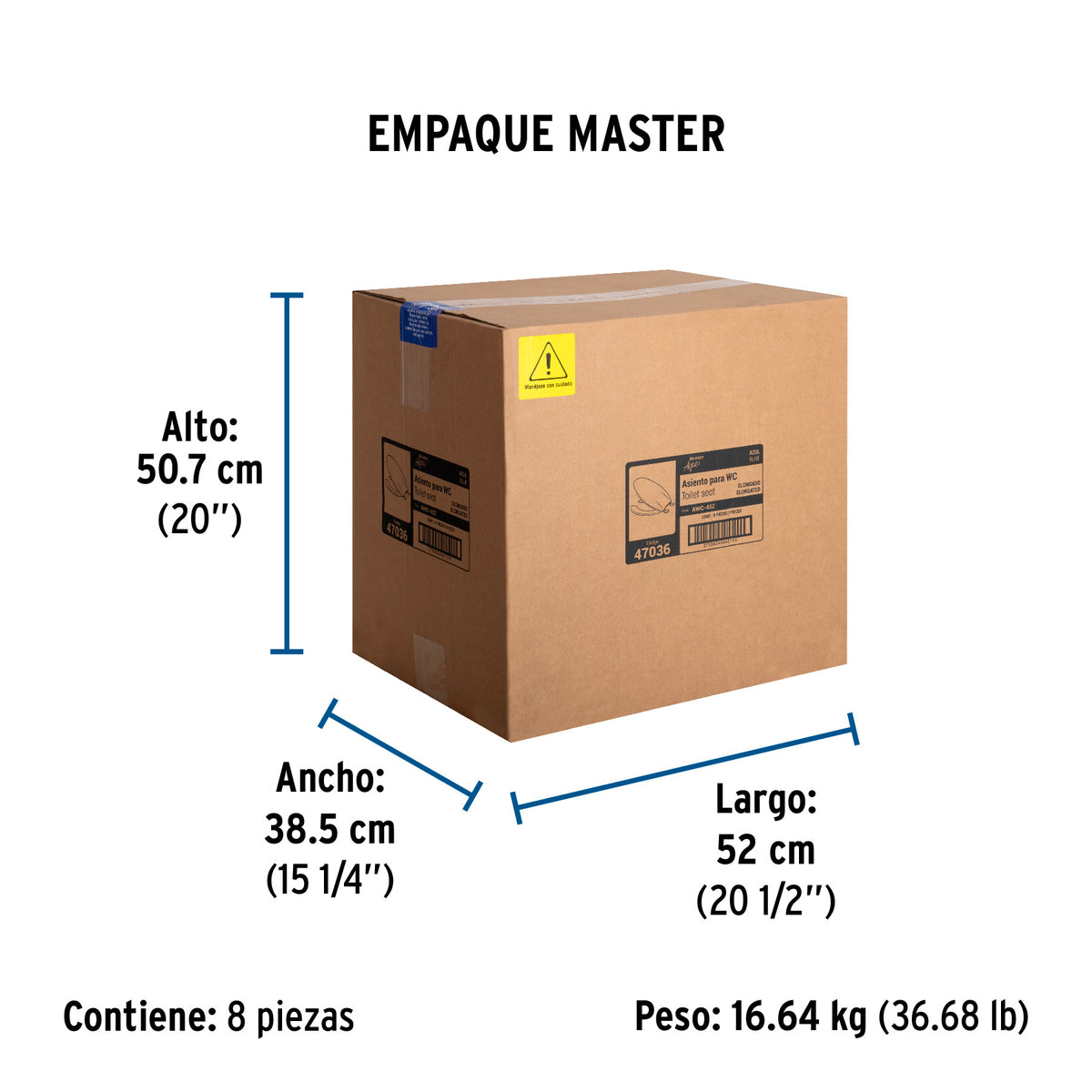 Asiento para WC, 45 cm, azul