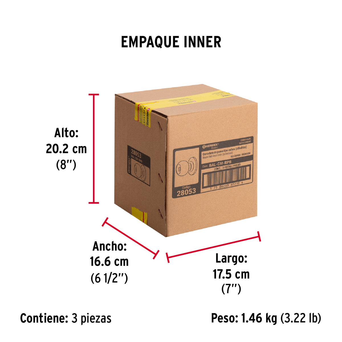 Cerradura esfera,cil, rec, cromo, HB,blister sustituto 23565