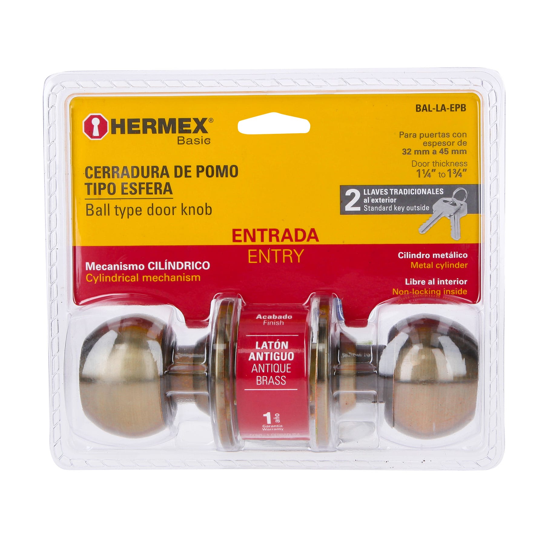 Cerradura esfera,cil, ent, antiguo,HB,blister
