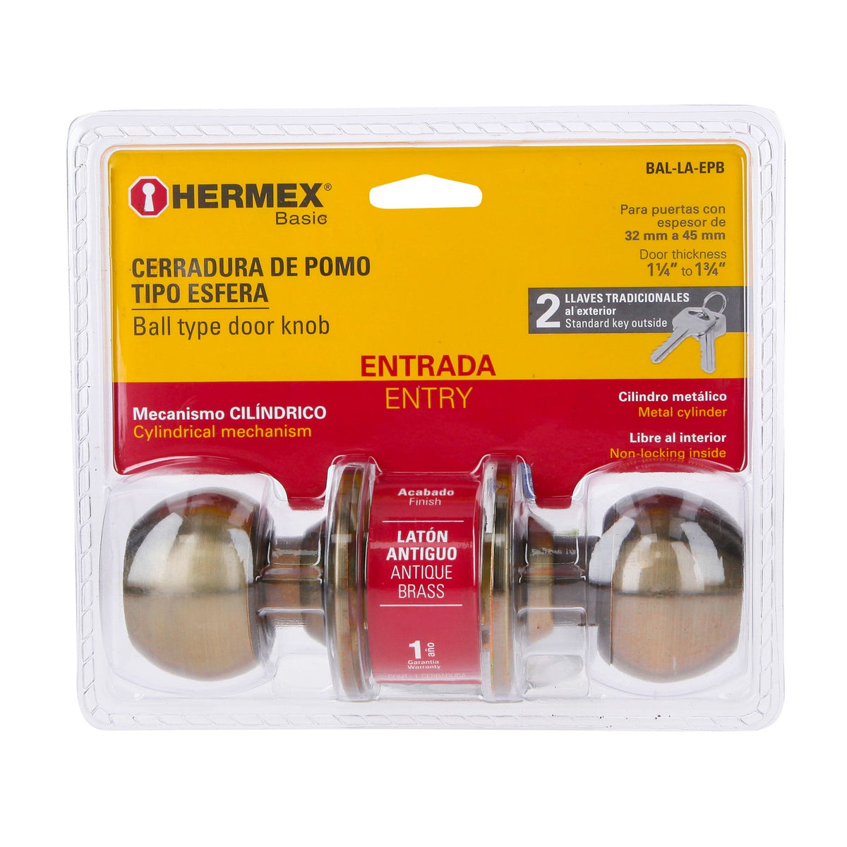 Cerradura esfera,cil, ent, antiguo,HB,blister