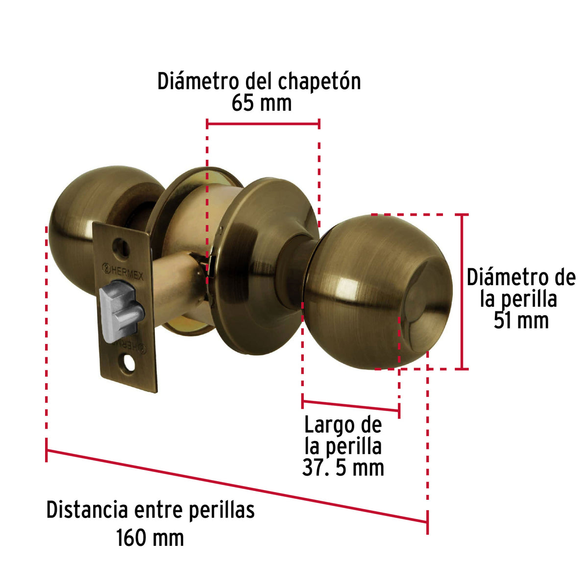 Cerradura esfera,cil, ent, antiguo,HB,blister