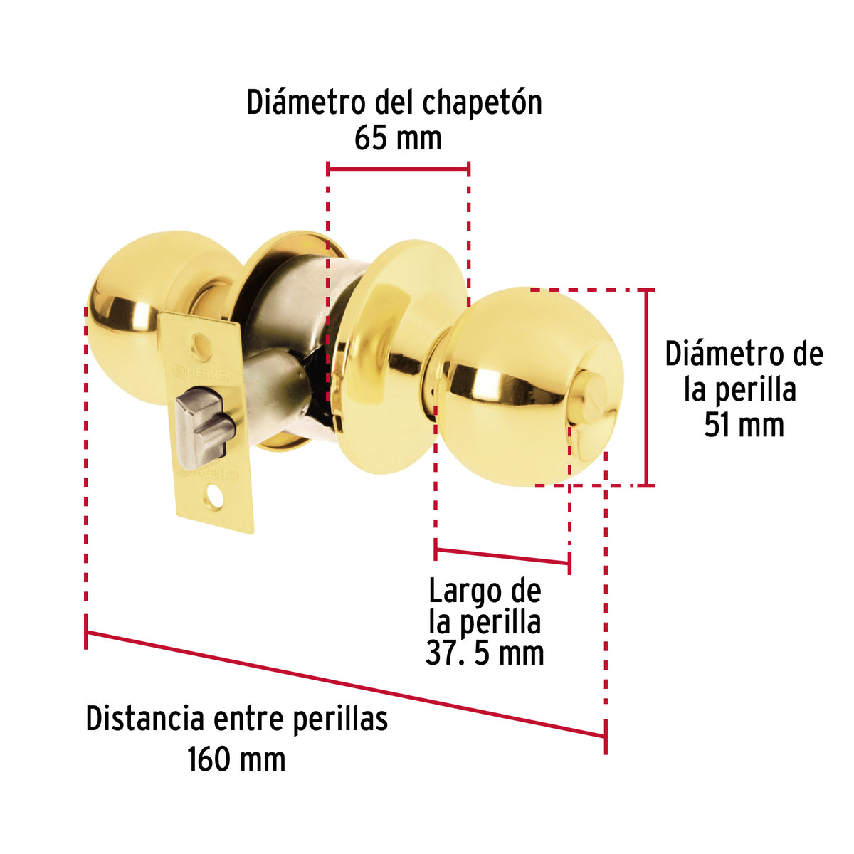 Cerradura esfera,cil,rec,brillante,HB,blister
