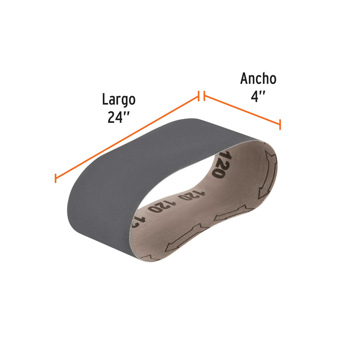 Banda de lija para vidrio 4 X 24" grano 120