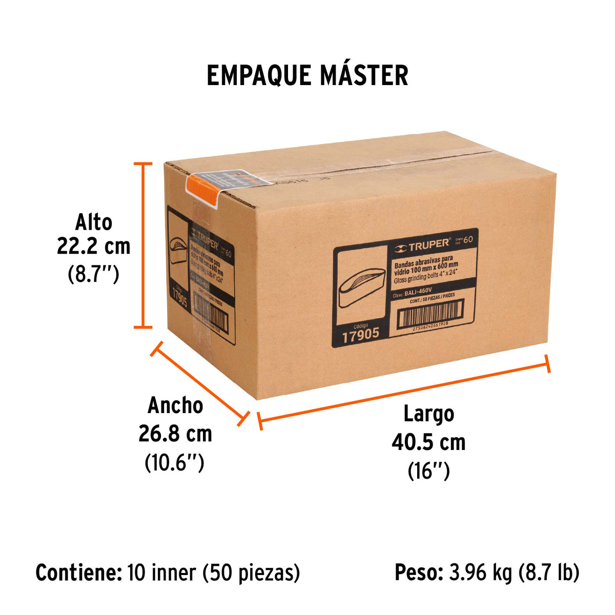 Banda de lija para vidrio 4 X 24" grano 60