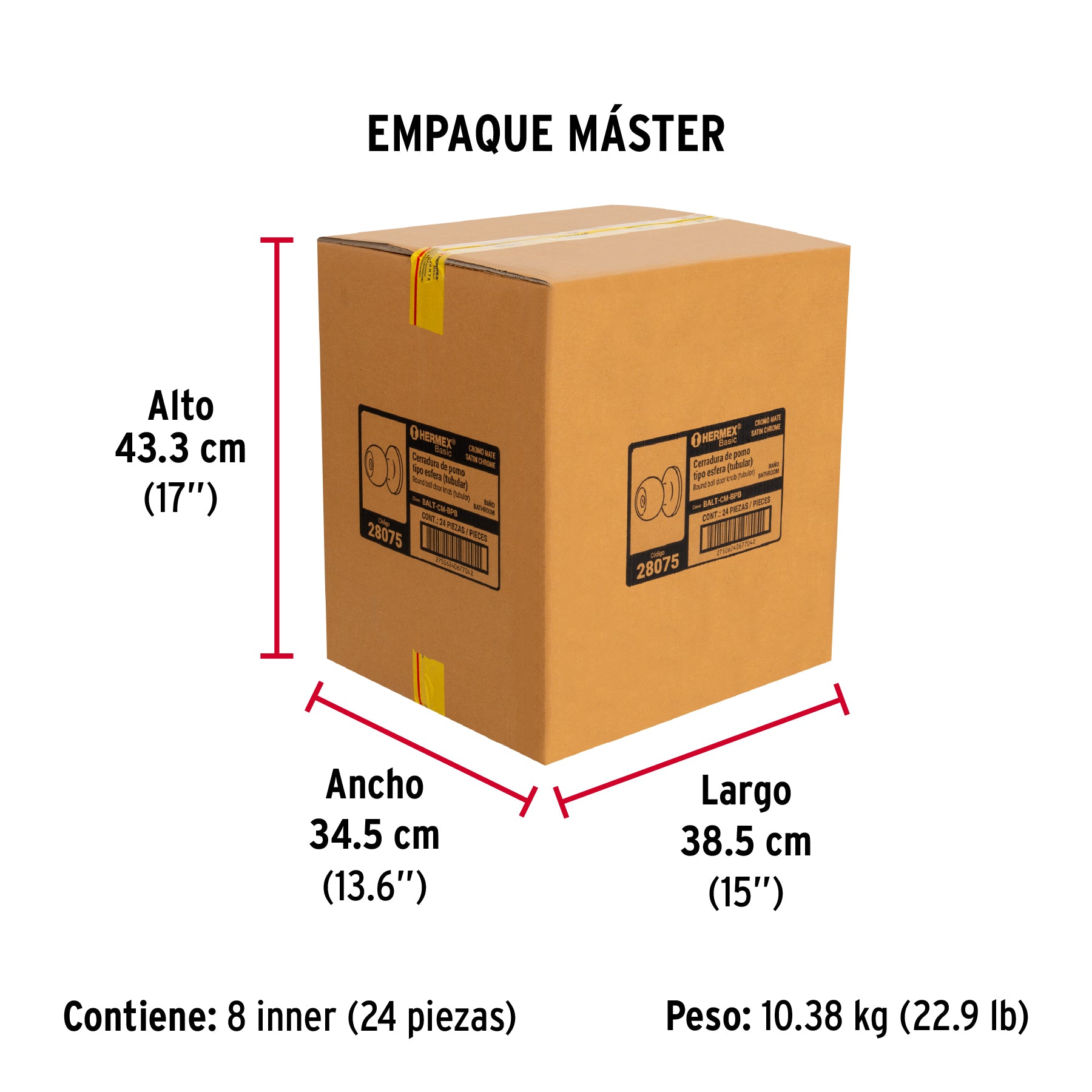 Cerradura esfera,tub,baño,cromo,Basic,blister