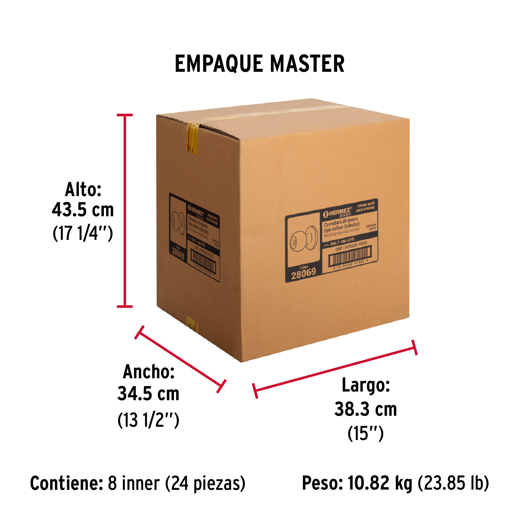 Cerradura esfera,tub,ent,cromo, Basic,blister