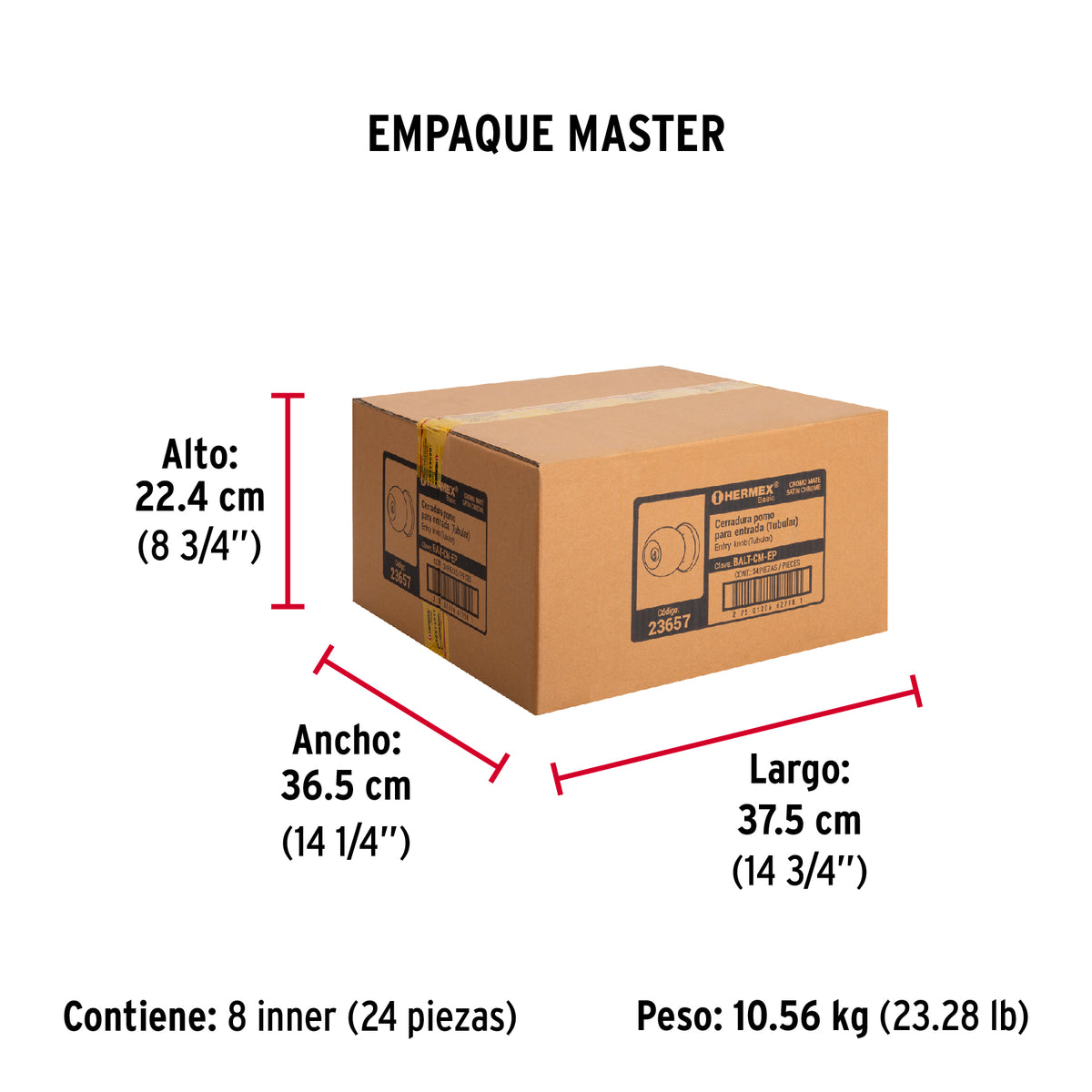 Cerradura pomo, CM, entrada, tubular, Hermex Basic