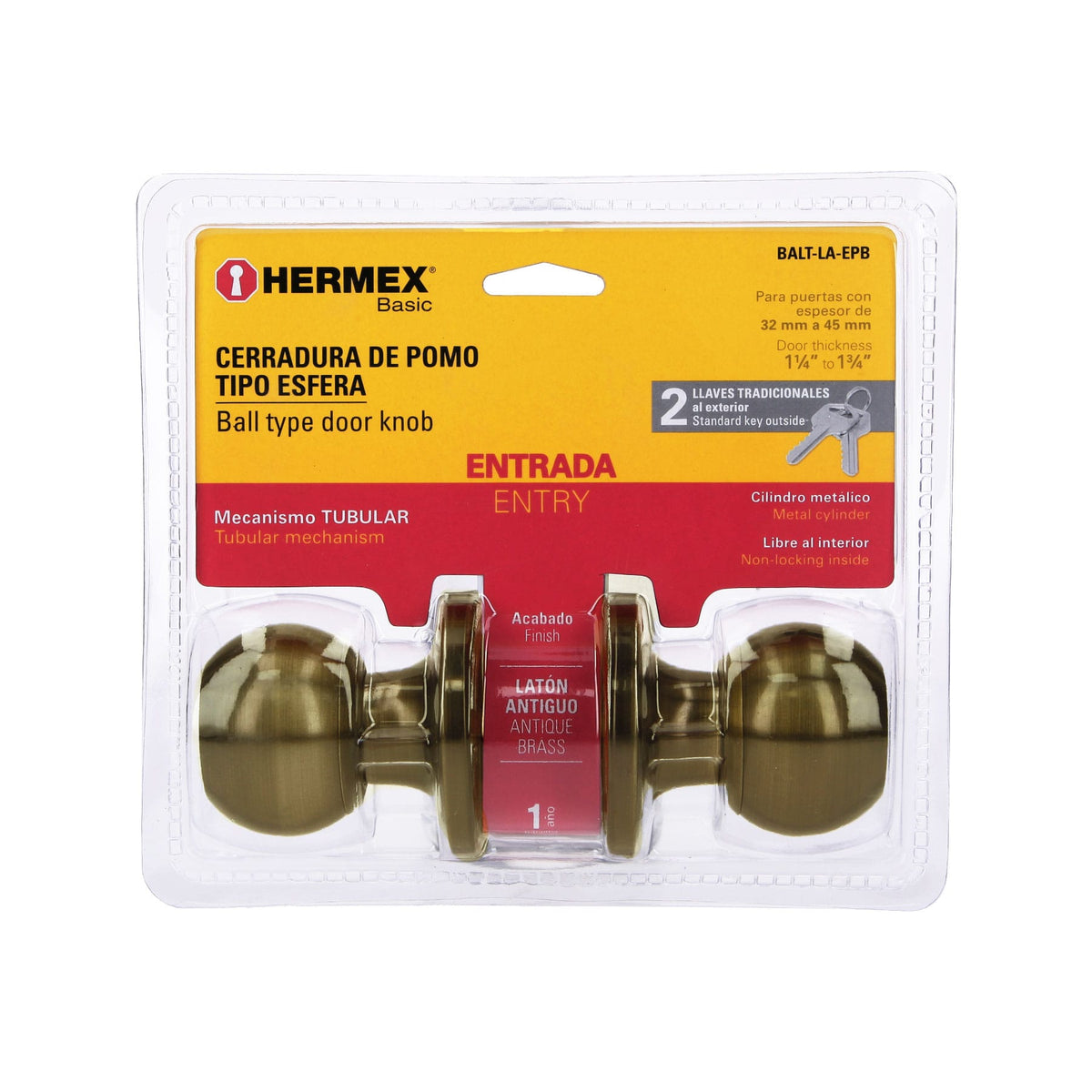 Cerradura esfera,tub, ent, ant, Basic,blister
