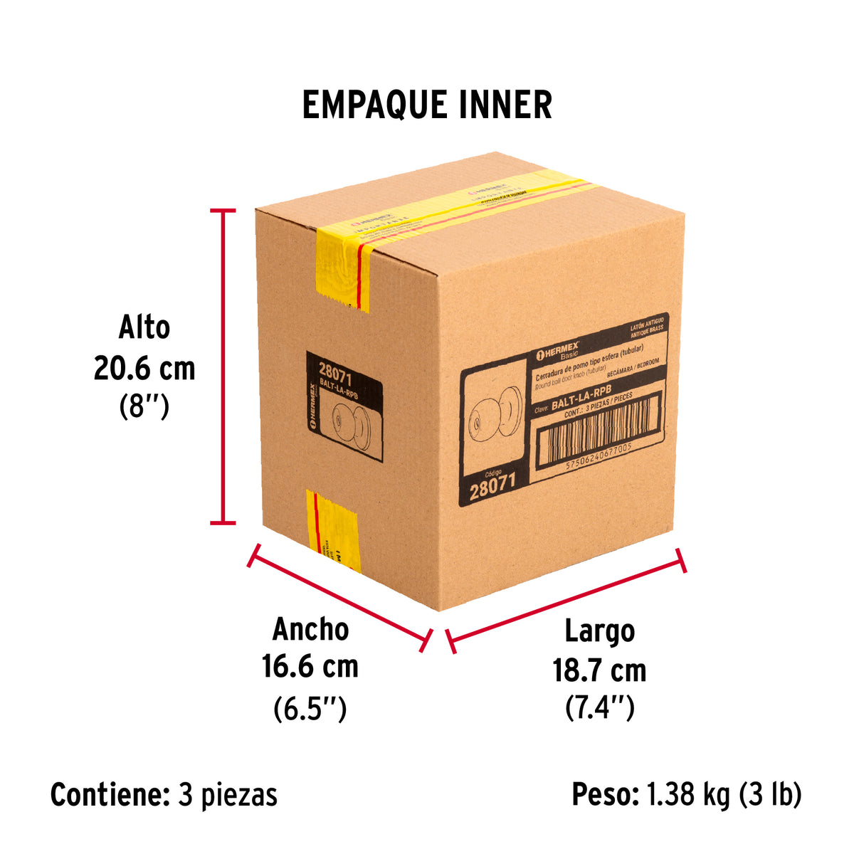 Cerradura esfera,tub,rec, ant, Basic,blister