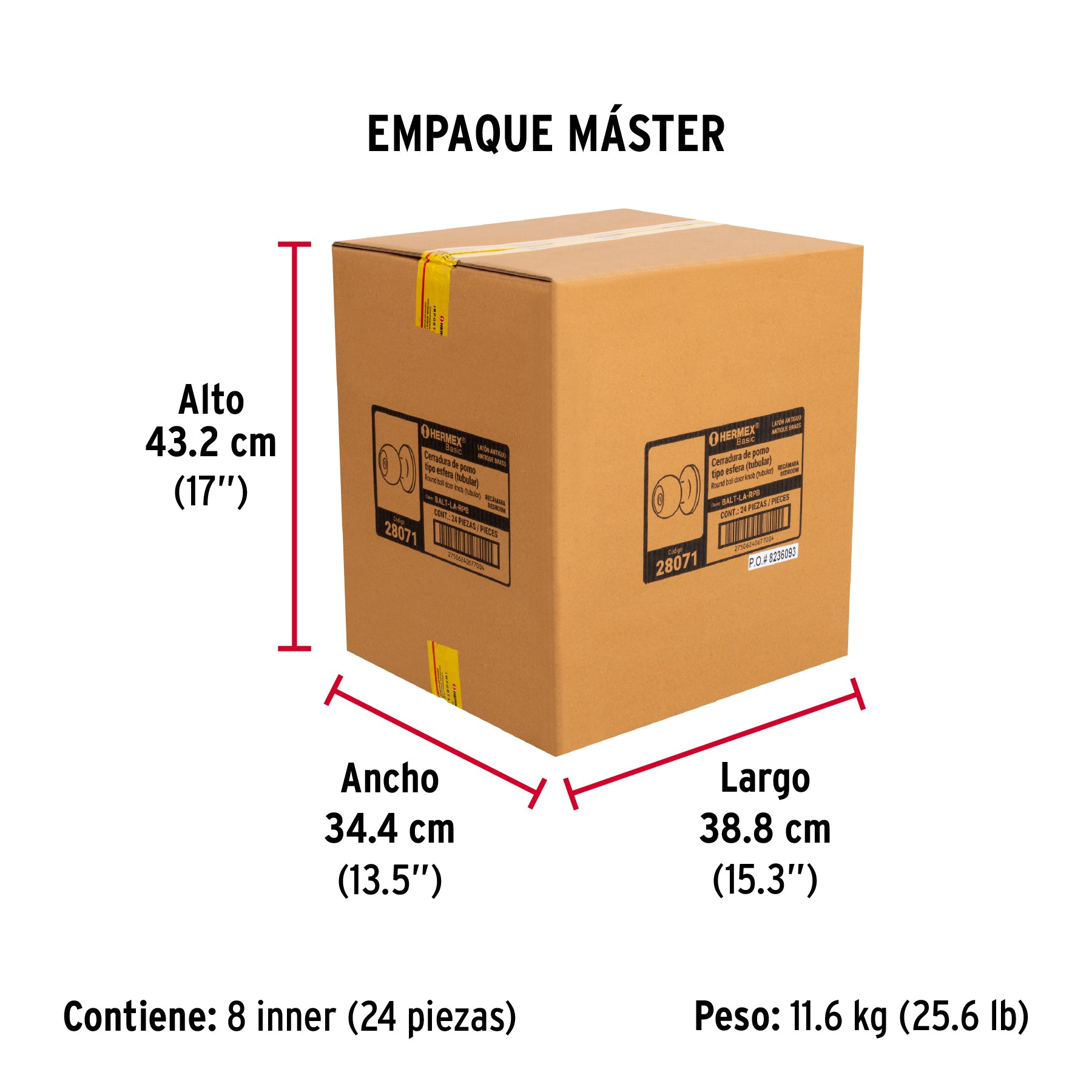 Cerradura esfera,tub,rec, ant, Basic,blister