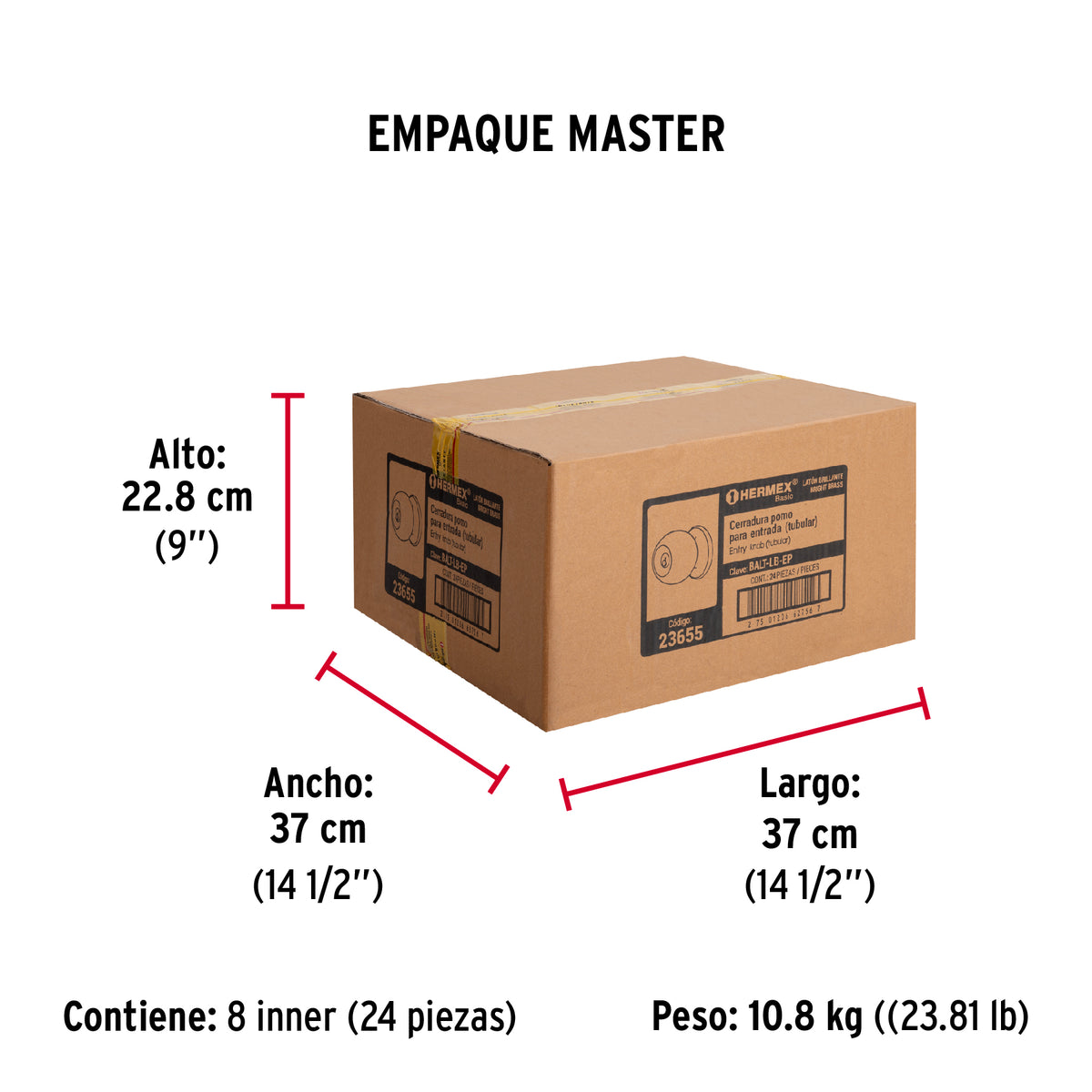 Cerradura pomo, LB, entrada, tubular, Hermex Basic