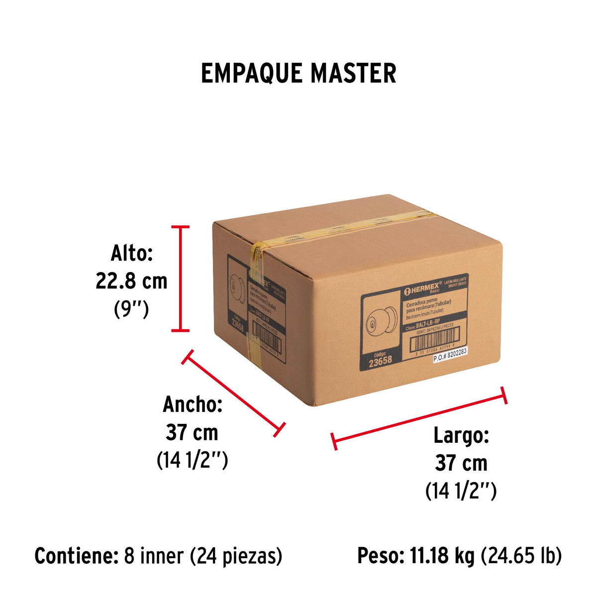 Cerradura pomo, LB, recámara, tubular, Hermex Basic