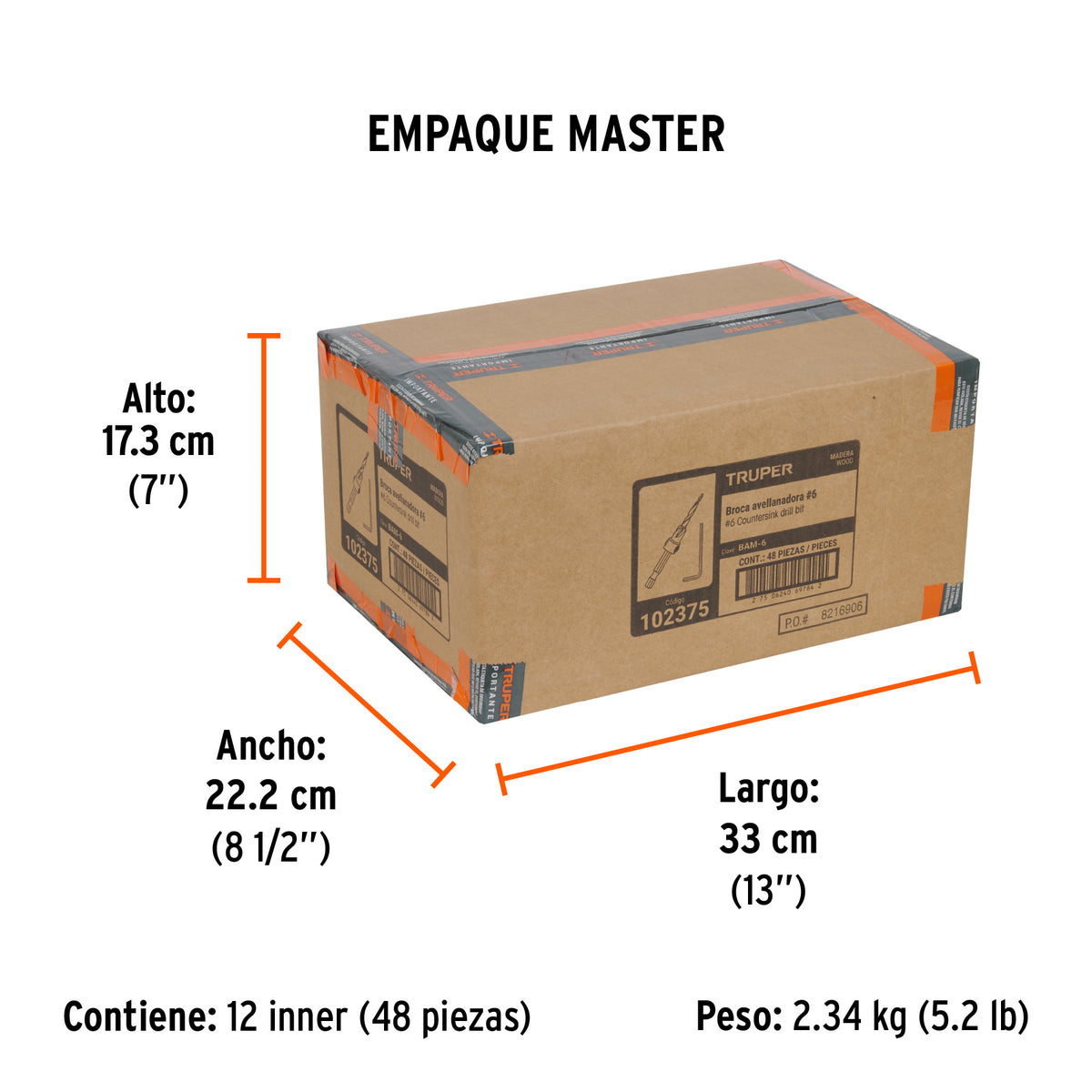 Broca avellanadora #6 para madera, 9/64', Truper