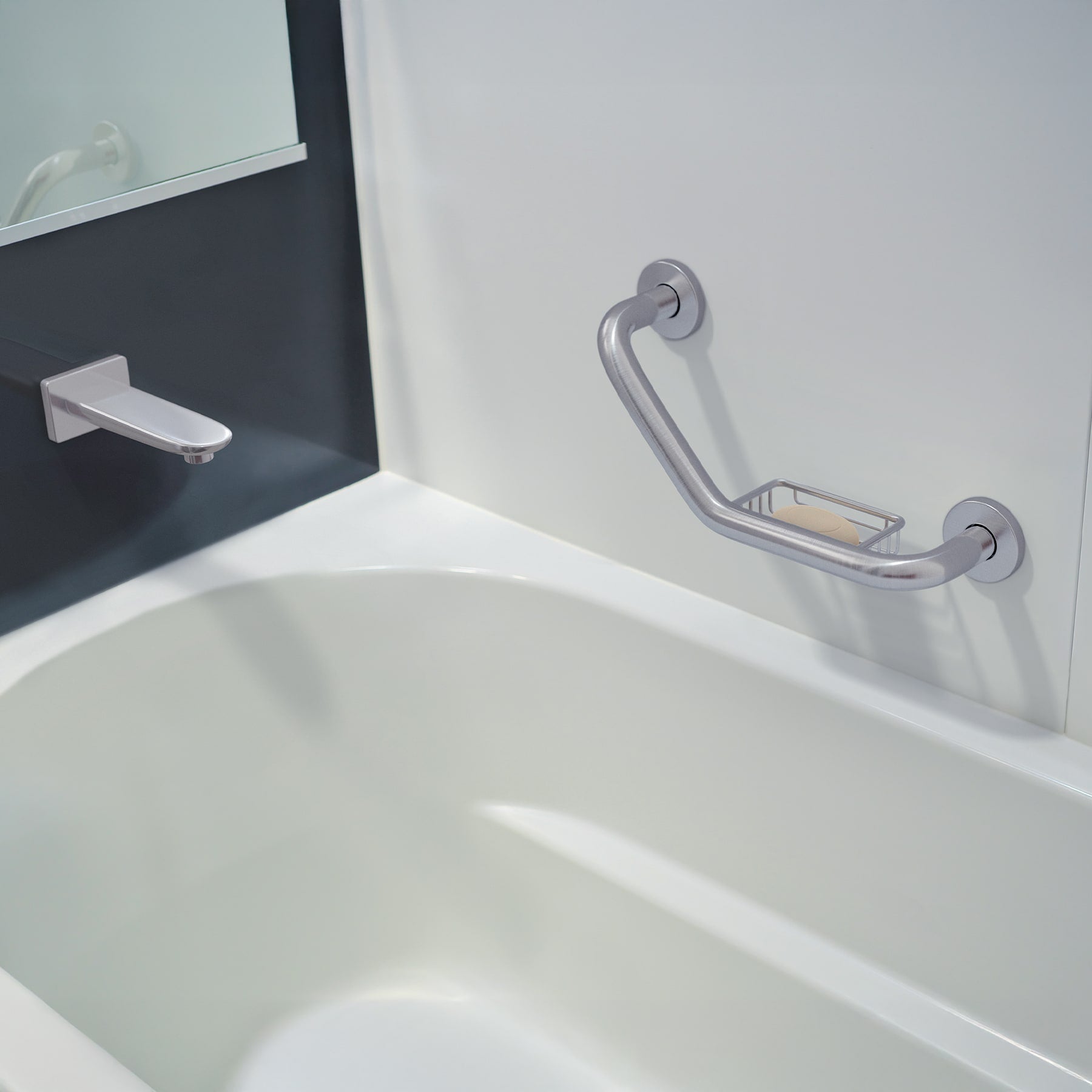 Barra angular con jabonera, acero inox, 1-1/4' x 40cm, Foset