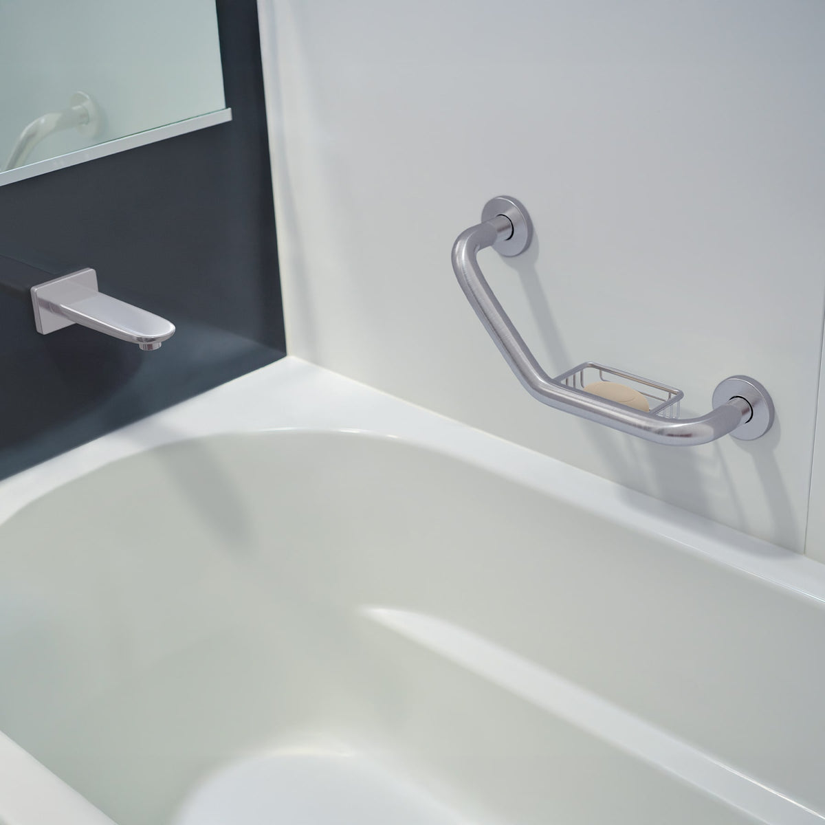 Barra angular con jabonera, acero inox, 1-1/4' x 40cm, Foset