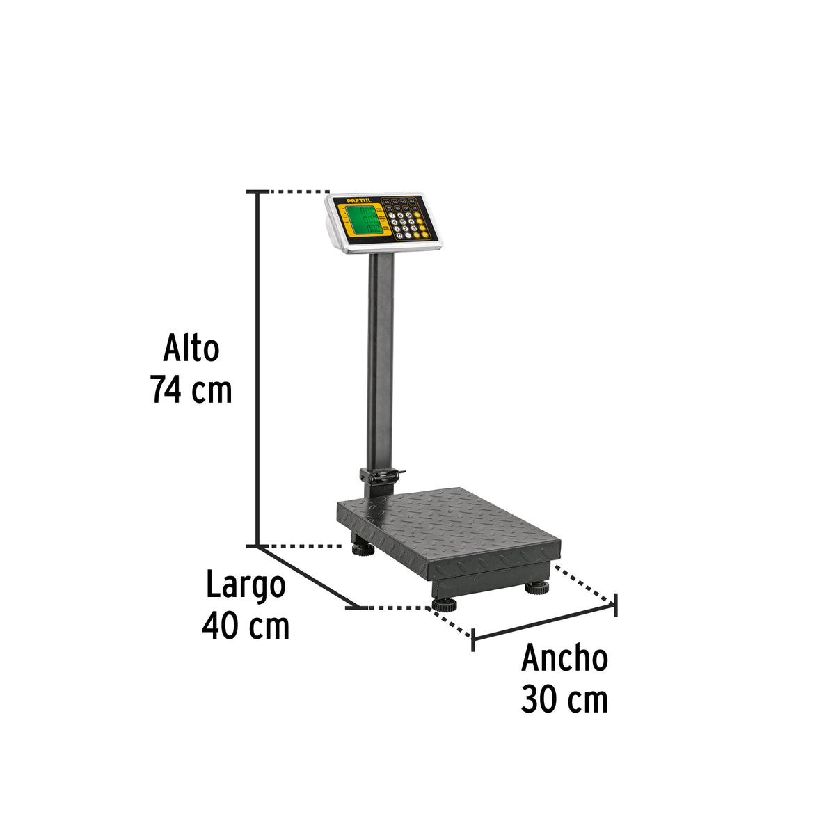 Báscula electrónica de plataforma, plegable, 100 kg. Pretul