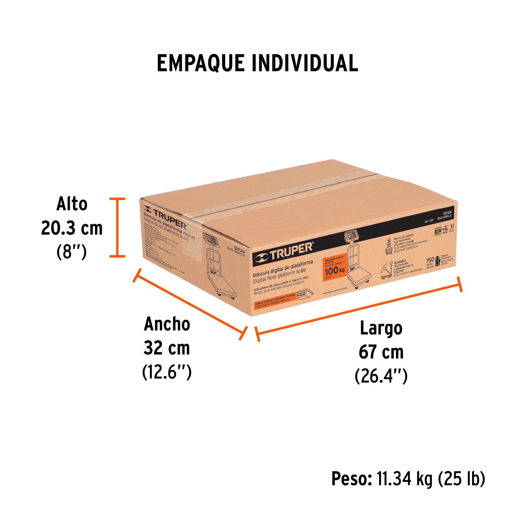 Báscula plegable de plataforma capacidad 100 Kg.