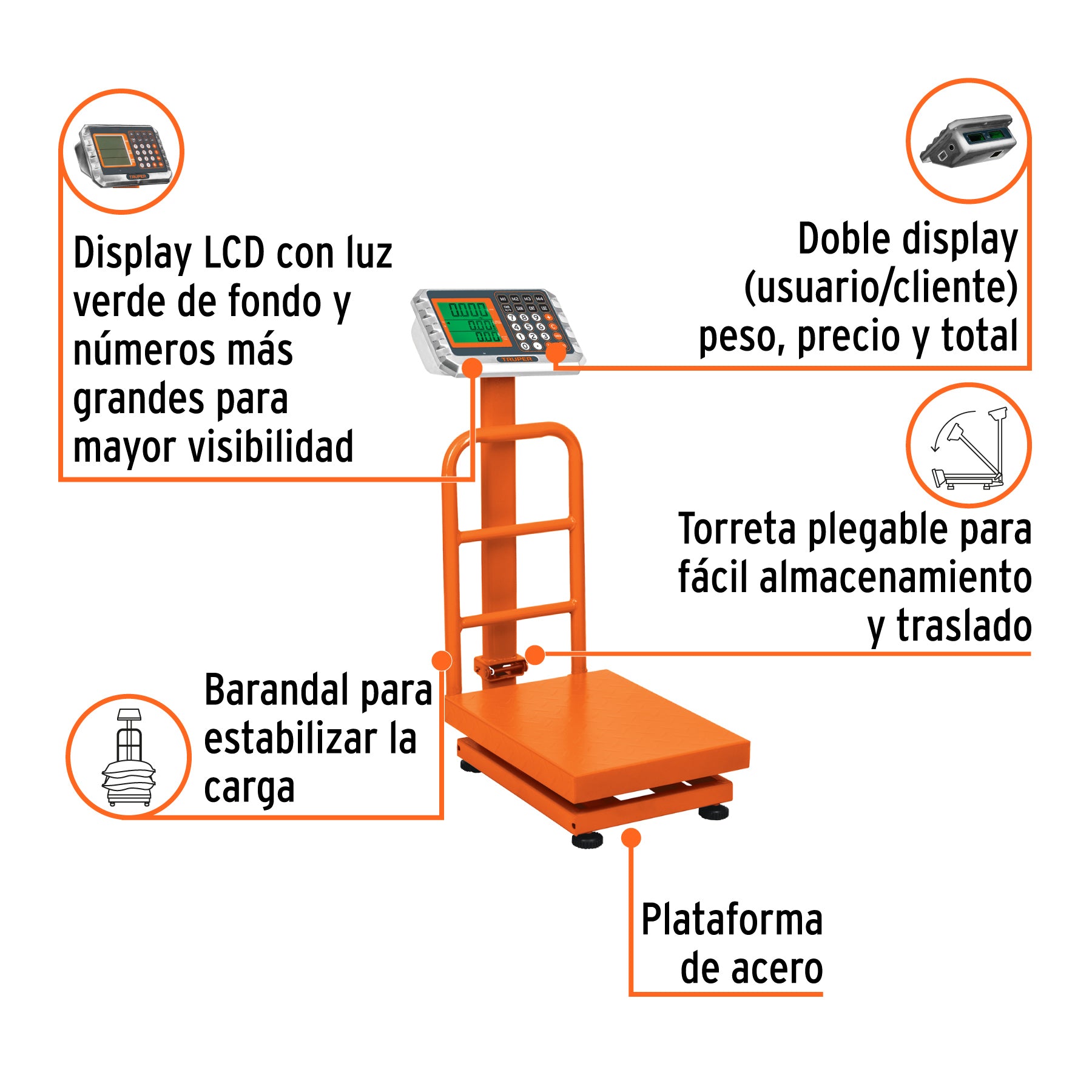 Báscula plegable de plataforma capacidad 100 Kg.