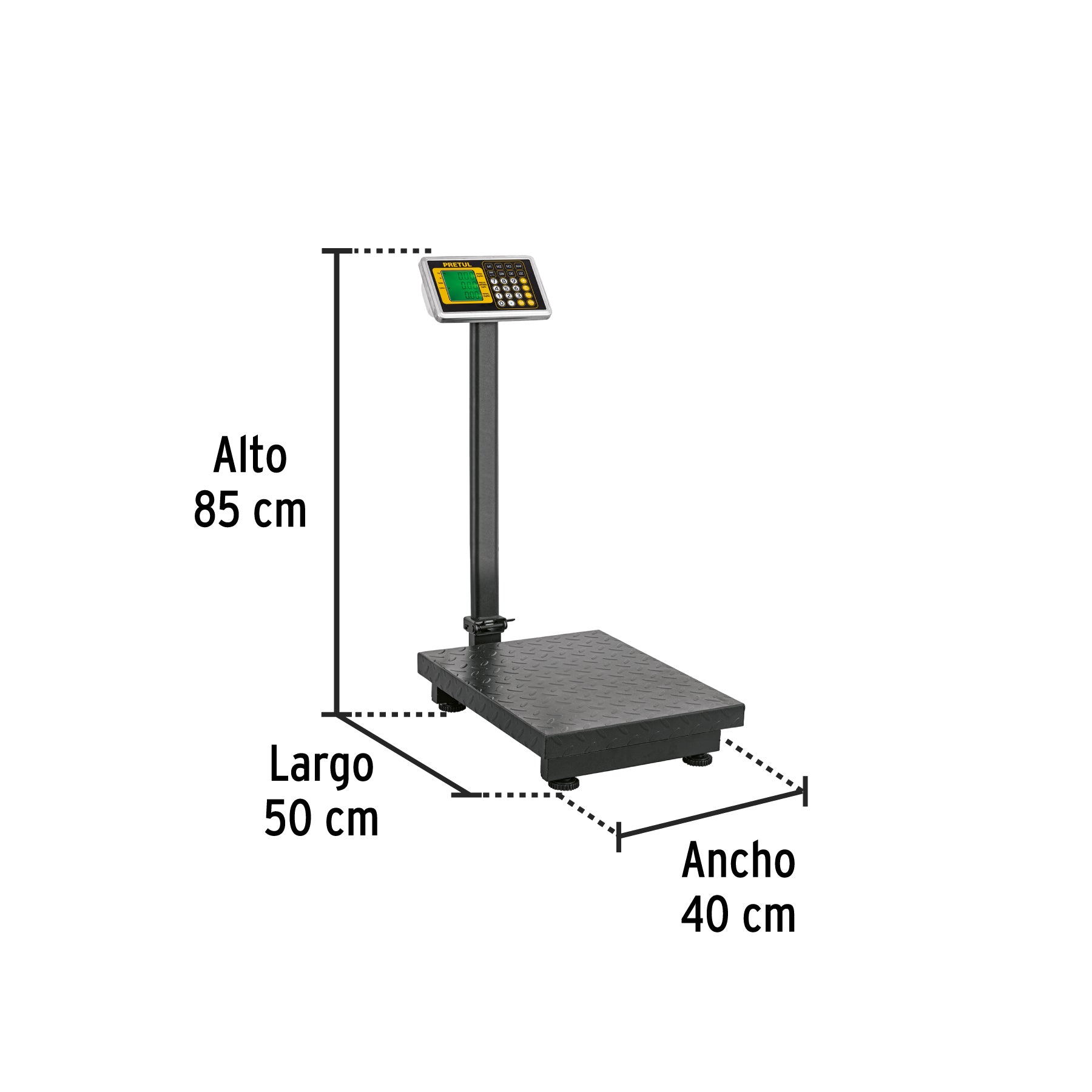Báscula electrónica de plataforma, plegable, 200 kg. Pretul