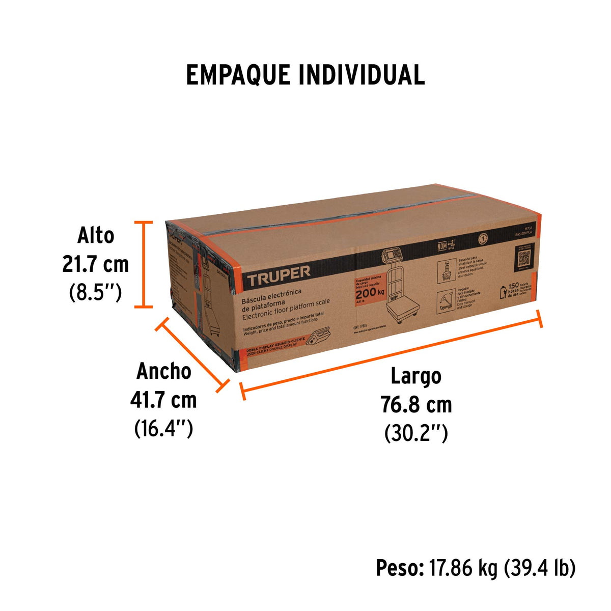 Báscula plegable de plataforma capacidad 200 Kg.