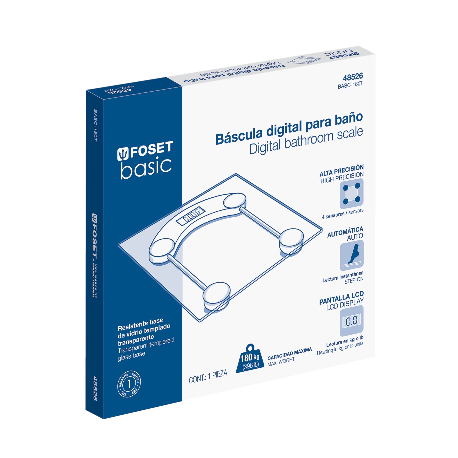 Báscula digital 180kg para baño, Foset