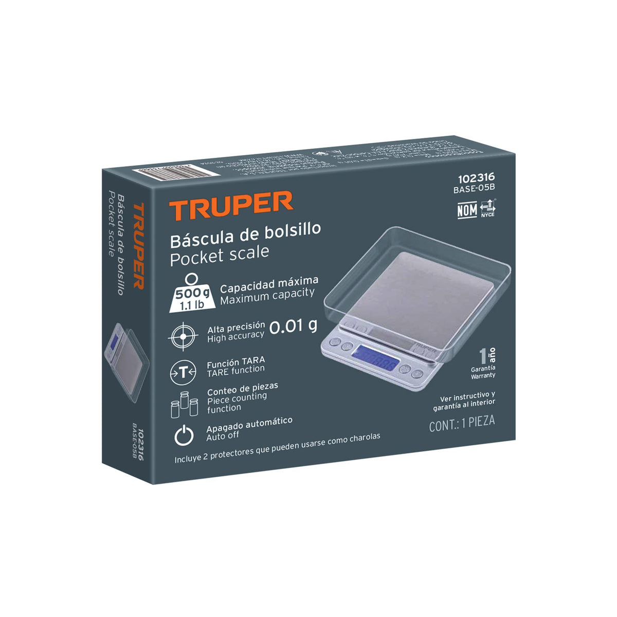 Báscula digital de precisión de bolsillo 500g, Truper
