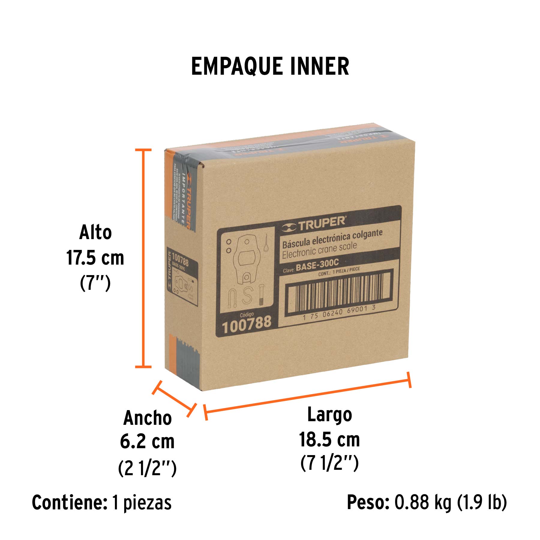 Báscula capacidad 300 kg electrónica colgante, Truper