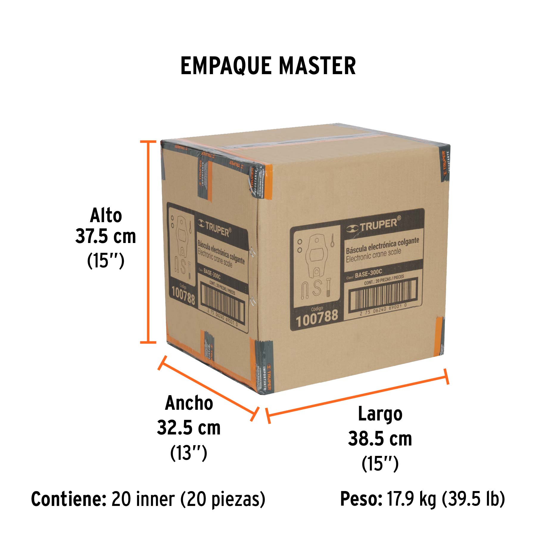 Báscula capacidad 300 kg electrónica colgante, Truper
