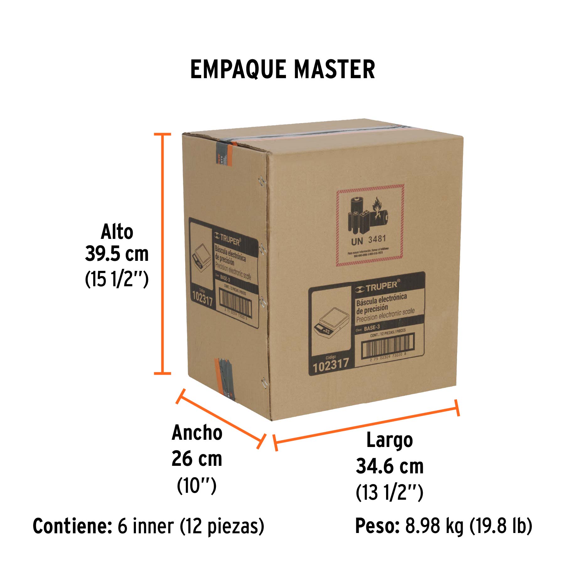 Báscula digital de precisión, 3kg, Truper