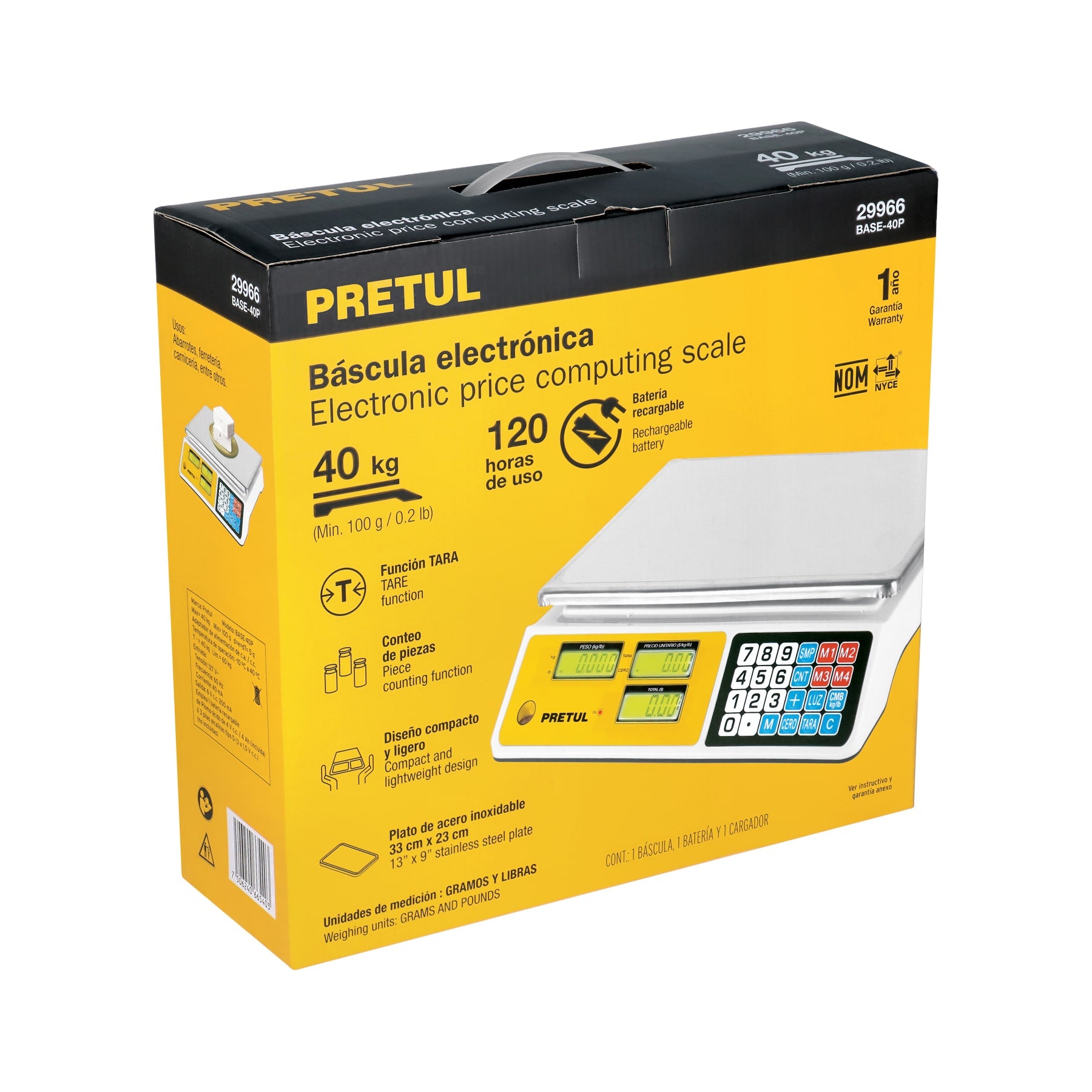Báscula Pretul electrónica multifunciones capacidad 40 kg